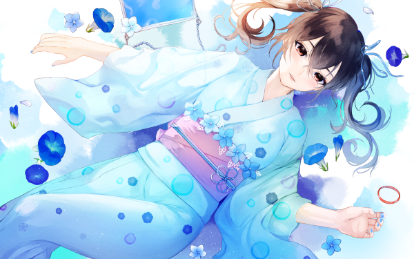 Anime The iDOLM@STER Cinderella Girls THE iDOLM@STER Brown Hair Japanese Clothes Yukata HD Wallpaper | Background Image
