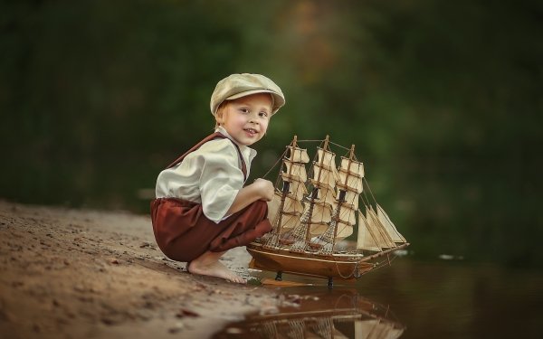 Photography Child Water Barefoot Ship Mood HD Wallpaper | Background Image