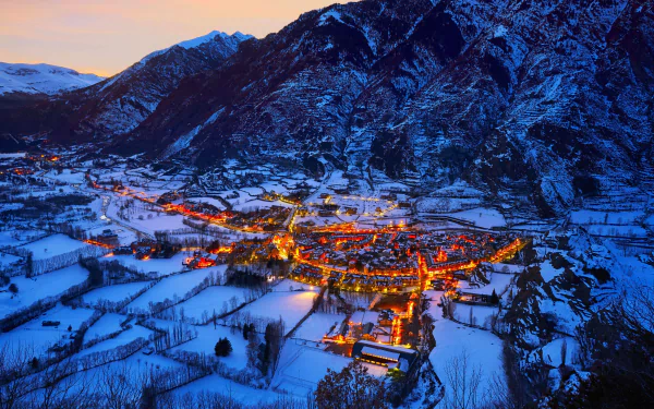 Spain light mountain man made village HD Desktop Wallpaper | Background Image