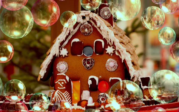 Christmas food gingerbread gingerbread house HD Desktop Wallpaper | Background Image