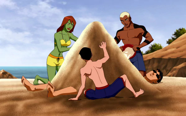 M'gann M'orzz sand Kaldur'ahm Conner Kent Miss Martian Dick Grayson TV Show Young Justice HD Desktop Wallpaper | Background Image