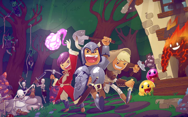 HD desktop wallpaper featuring animated Tinkertown characters ready for adventure in a vibrant, fantasy setting.