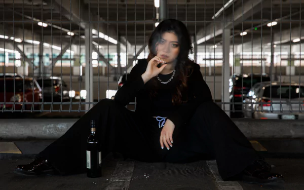 cigarette bottle woman mood HD Desktop Wallpaper | Background Image