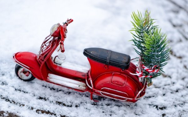 Man Made Toy Snow Moped Christmas Motorcycle HD Wallpaper | Background Image