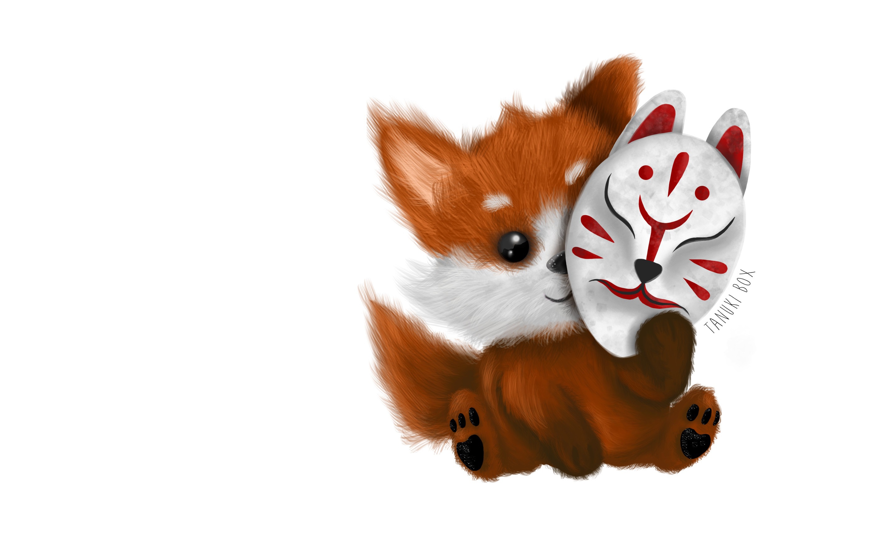 Cute Fox With a Fox Mask by Alejandra Morfín