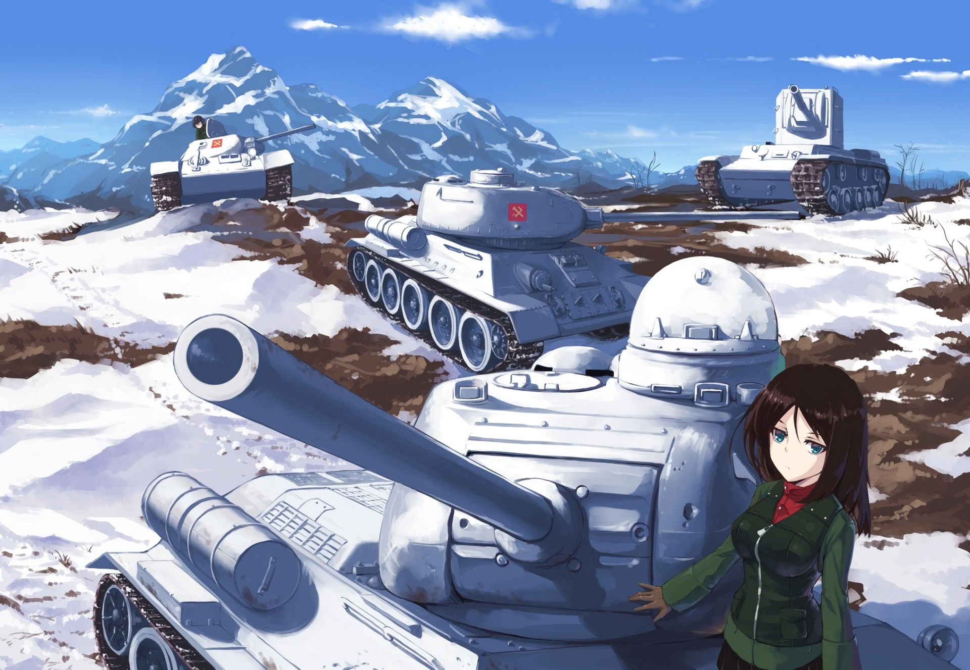 Download Nonna (Girls Und Panzer) Snow Tank Anime Girls Und Panzer HD Wallpaper by 防弾乳牛