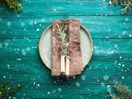 wood fork knife plate holiday Christmas HD Desktop Wallpaper | Background Image