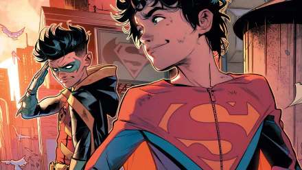 DC Comics Superboy Robin (DC Comics) Jon Kent Damian Wayne Comic Super-Sons HD Desktop Wallpaper | Background Image