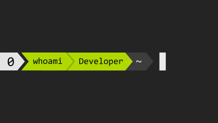 Minimal dark Linux terminal technology 5K Ultra HD PC desktop wallpaper showing a breadcrumb-style green prompt reading whoami Developer ~ with a white cursor on the right.
