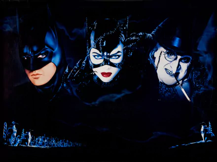 Michael Keaton Michelle Pfeiffer Danny DeVito Catwoman Batman Penguin (DC Comics) movie Batman Returns HD Desktop Wallpaper | Background Image