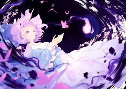 Yuyuko Saigyouji Anime Touhou HD Desktop Wallpaper | Background Image