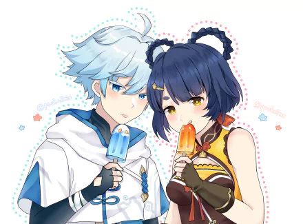 Chongyun (Genshin Impact) Xiangling (Genshin Impact) video game Genshin Impact HD Desktop Wallpaper | Background Image