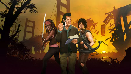 Eugene Porter Michonne (The Walking Dead) Daryl Dixon video game Bridge Constructor: The Walking Dead HD Desktop Wallpaper | Background Image