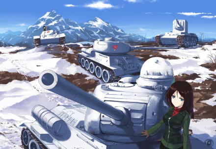Nonna (Girls und Panzer) snow tank Anime Girls und Panzer HD Desktop Wallpaper | Background Image