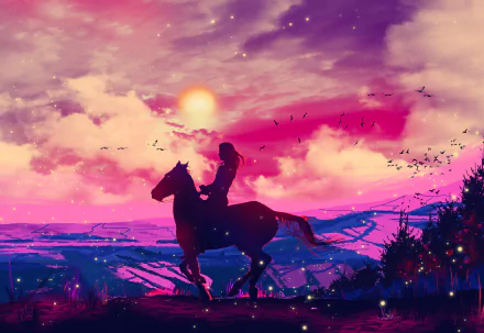 sky horse artistic sunset HD Desktop Wallpaper | Background Image