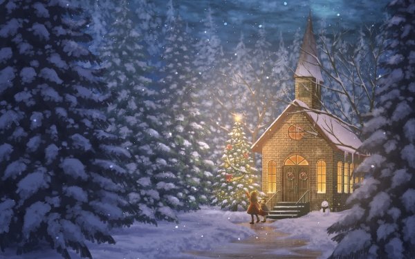 Holiday Christmas Child Church Winter Christmas Tree HD Wallpaper | Background Image