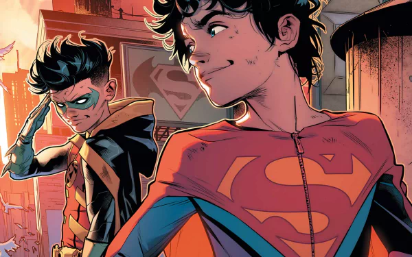 DC Comics Superboy Robin (DC Comics) Jon Kent Damian Wayne Comic Super-Sons HD Desktop Wallpaper | Background Image
