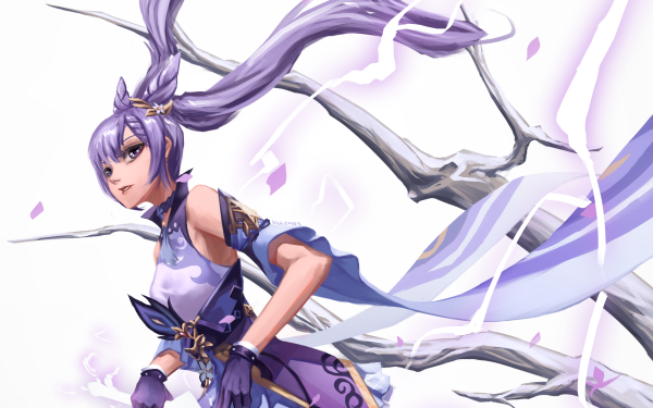 Video Game Genshin Impact Keqing Purple Hair Purple Eyes HD Wallpaper | Background Image