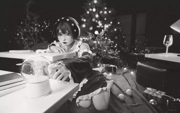 Black & White Rem (Re:ZERO) Anime Re:Zero - Starting Life in Another World Black And White Anime HD Desktop Wallpaper | Background Image