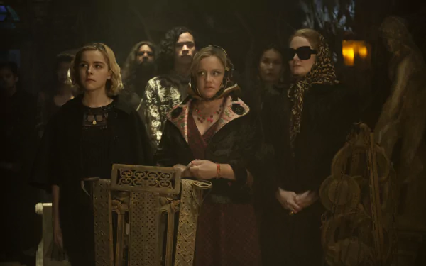 Lucy Davis Miranda Otto Kiernan Shipka Zelda Spellman Hilda Spellman Sabrina Spellman TV Show Chilling Adventures of Sabrina HD Desktop Wallpaper | Background Image