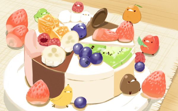 Anime Food Bird Fruit HD Wallpaper | Background Image