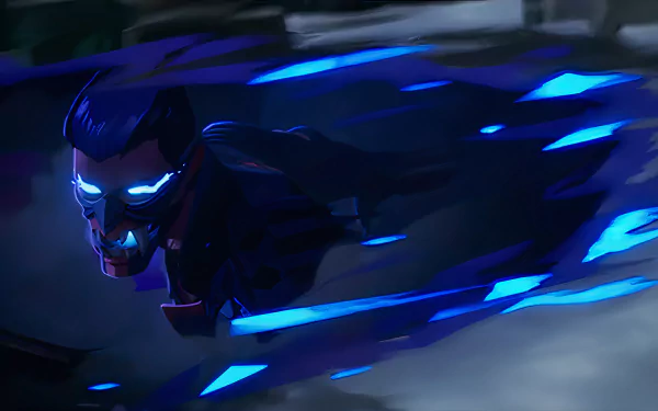 Yoru from Valorant in a dynamic 4K Ultra HD PC desktop wallpaper, featuring glowing blue accents and a sleek, shadowy design from the video game Valorant.