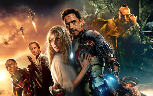 Tony Stark Robert Downey Jr. Pepper Potts James Rhodes Iron Patriot Iron Man Gwyneth Paltrow Guy Pearce Ben Kingsley movie Iron Man 3 HD Desktop Wallpaper | Background Image
