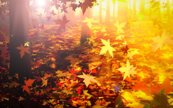 Anime Nature Fall Leaf HD Wallpaper | Background Image