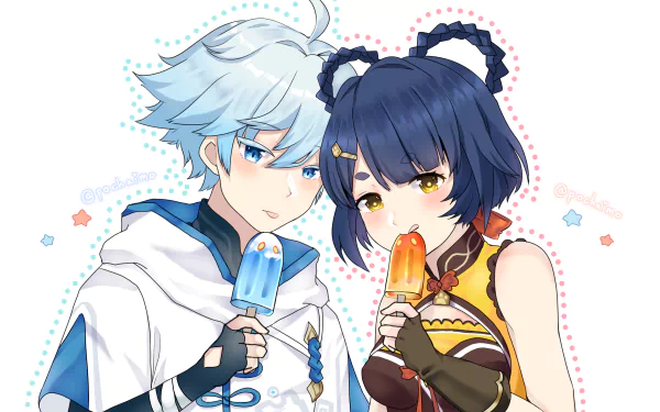 Chongyun (Genshin Impact) Xiangling (Genshin Impact) video game Genshin Impact HD Desktop Wallpaper | Background Image