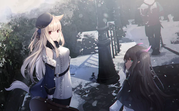 red eyes long hair horns green eyes brown hair blonde animal ears Anime Bili Bili Douga HD Desktop Wallpaper | Background Image