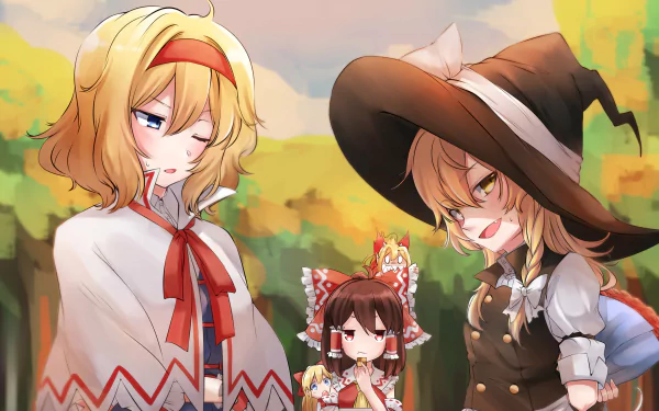 Shanghai Doll Reimu Hakurei Marisa Kirisame Alice Margatroid Anime Touhou HD Desktop Wallpaper | Background Image