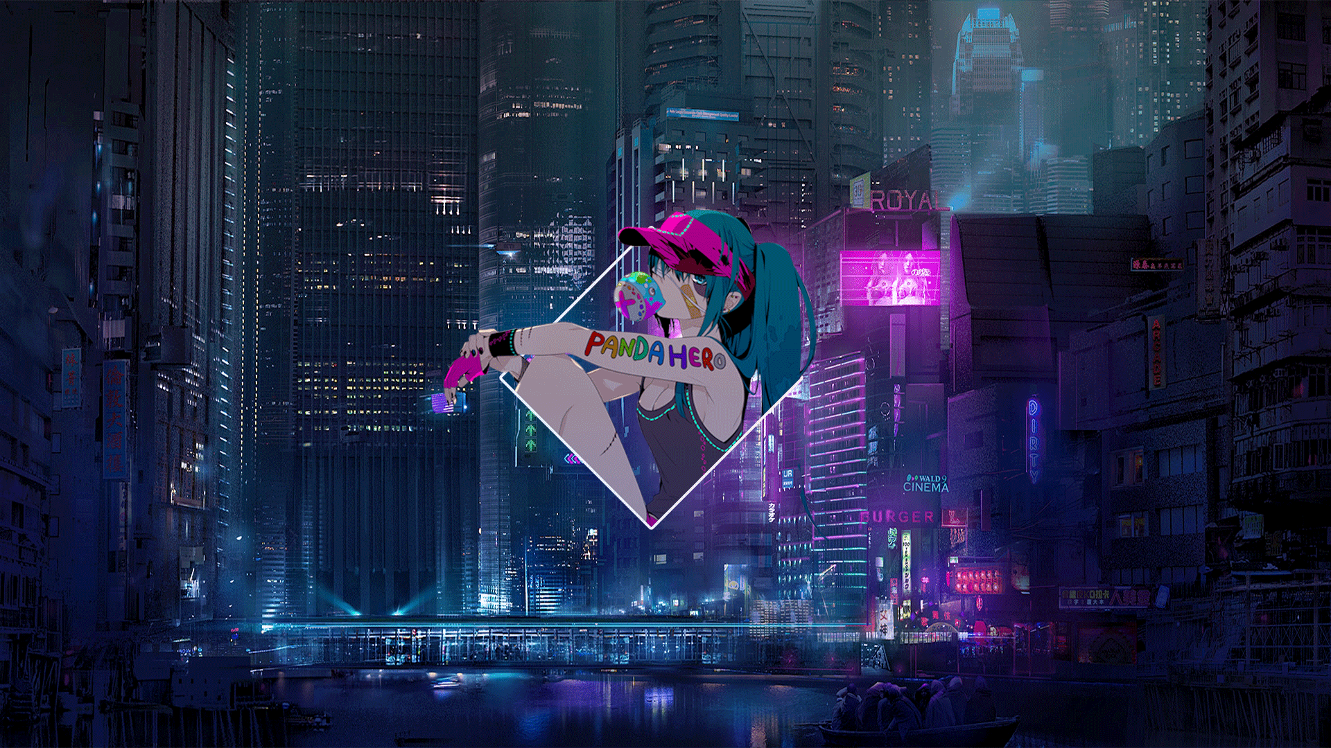 Download City Picture-in-picture Anime Girl Night Anime Girl Anime ...