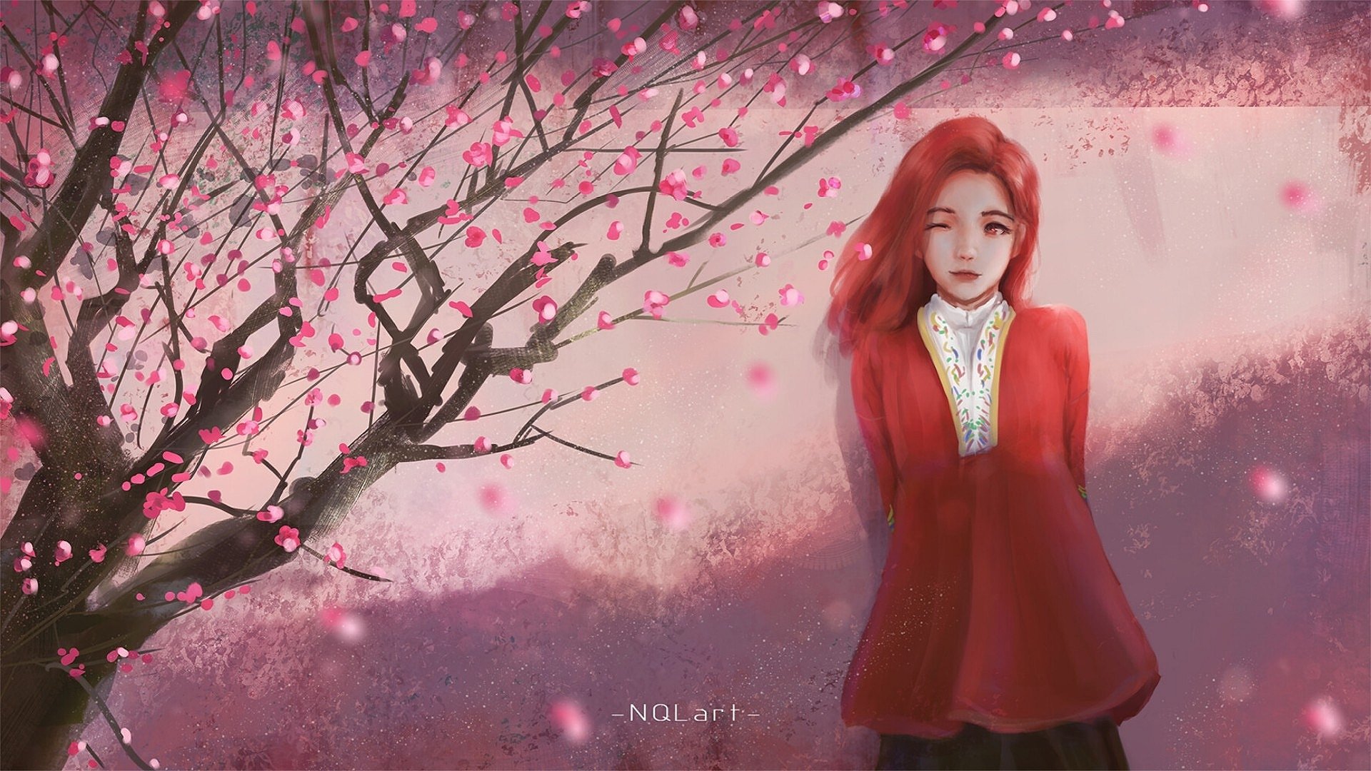 Download Sakura Anime Girl Anime Girl HD Wallpaper by NQL art