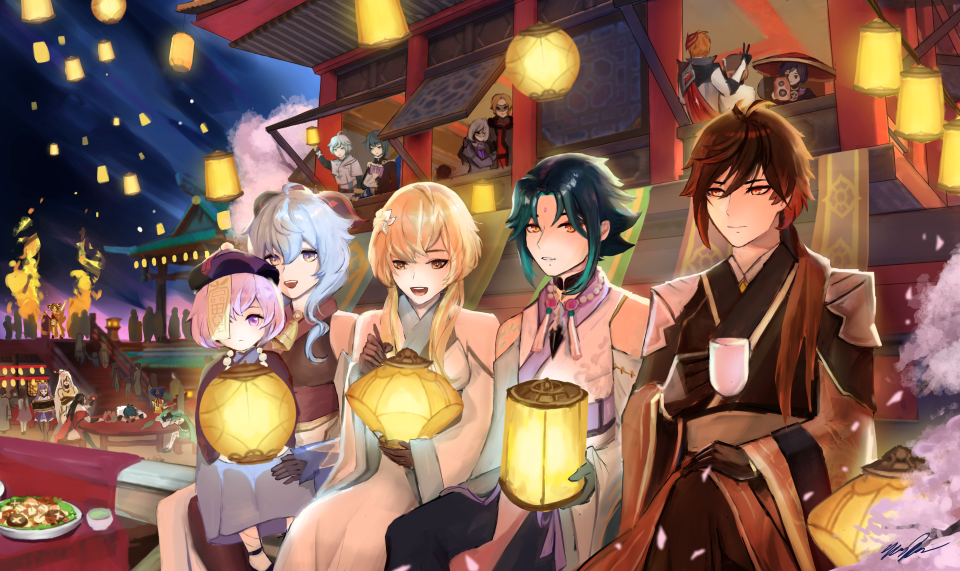 Download Lantern Rite (Genshin Impact) Qiqi (Genshin Impact) Zhongli (Genshin Impact) Xiao (Genshin Impact) Lumine (Genshin Impact) Ganyu (Genshin Impact) Video Game Genshin Impact HD Wallpaper by fae