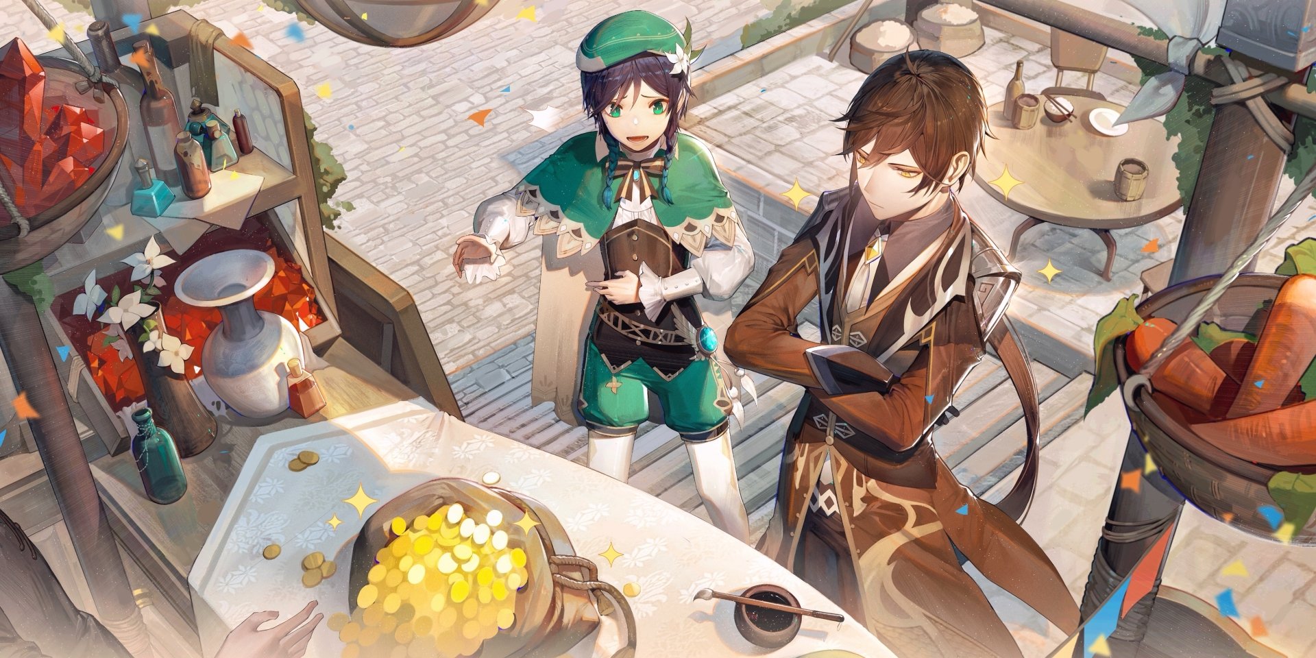 Download Venti (Genshin Impact) Zhongli (Genshin Impact) Video Game Genshin Impact HD Wallpaper