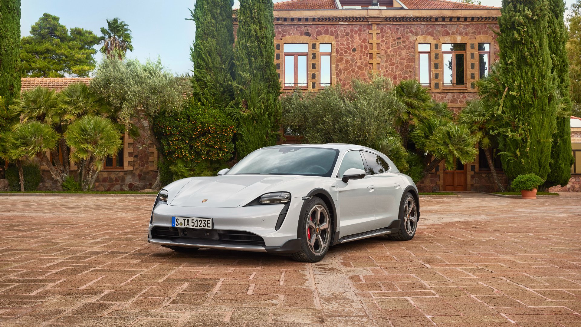 Download White Car Car Porsche Porsche Taycan Vehicle Porsche Taycan 4S 4k Ultra HD Wallpaper