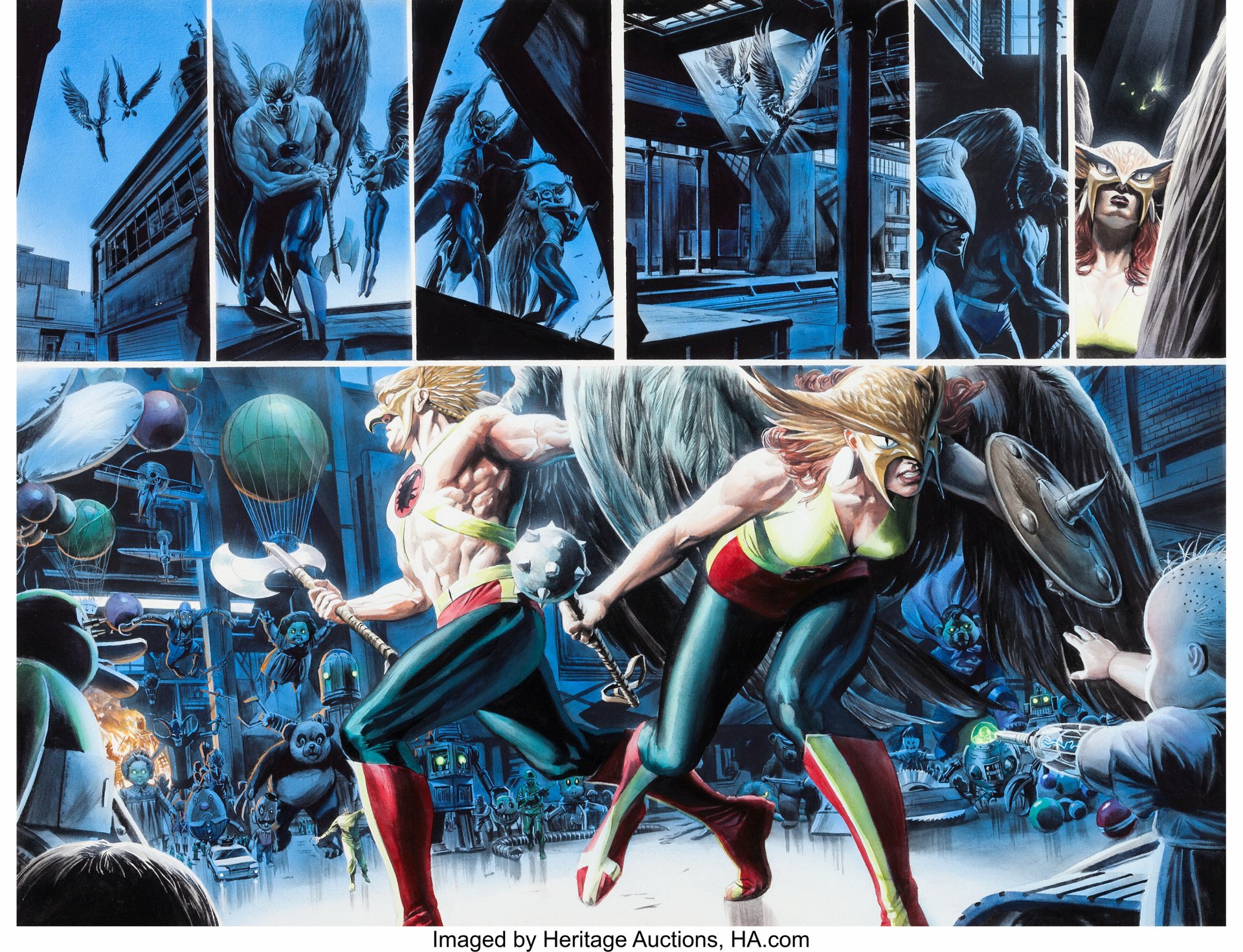 Download Axe Mace DC Comics Carter Hall Shiera Hall Shayera Hol Hawkgirl (DC Comics) Hawkman (DC Comics) Comic Justice HD Wallpaper by Alex Ross