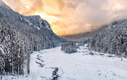 nature national park snow sunset winter HD Desktop Wallpaper | Background Image