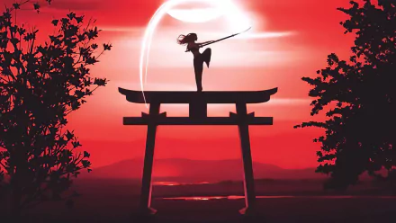 martial arts red torii Anime girl anime girl red anime HD Desktop Wallpaper | Background Image