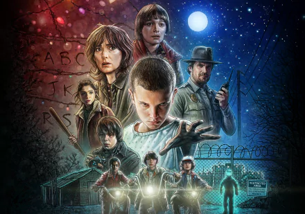 Winona Ryder Natalia Dyer Charlie Heaton Caleb McLaughlin Gaten Matarazzo David Harbour Finn Wolfhard Millie Bobby Brown TV Show Stranger Things HD Desktop Wallpaper | Background Image