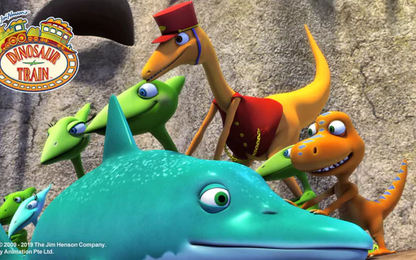 HD wallpaper of 'Dinosaur Train' characters posing cheerfully for a fun desktop background.