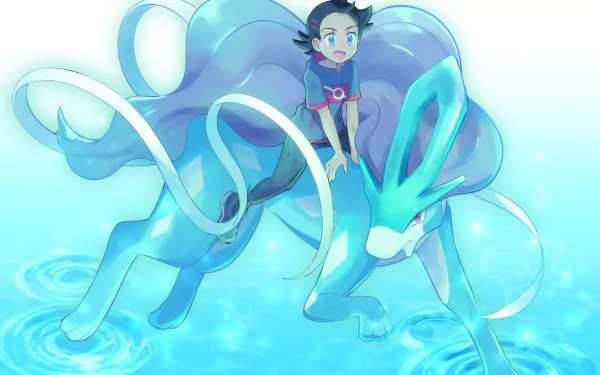 black hair blue eyes Goh (Pokémon) Suicune (Pokémon) Anime Pokemon HD Desktop Wallpaper | Background Image