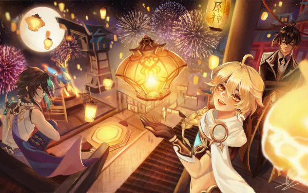 Lantern Rite (Genshin Impact) Zhongli (Genshin Impact) Xiao (Genshin Impact) Aether (Genshin Impact) video game Genshin Impact HD Desktop Wallpaper | Background Image