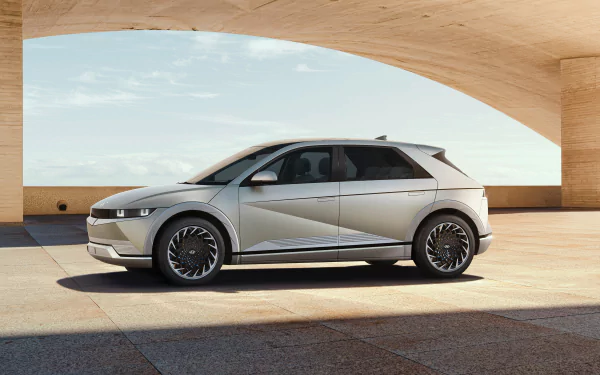 silver car SUV car Hyundai vehicle Hyundai IONIQ 5 HD Desktop Wallpaper | Background Image