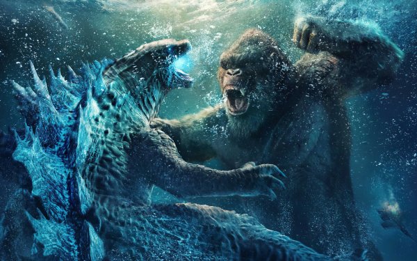 Movie Godzilla vs Kong King Kong Godzilla Underwater HD Wallpaper | Background Image