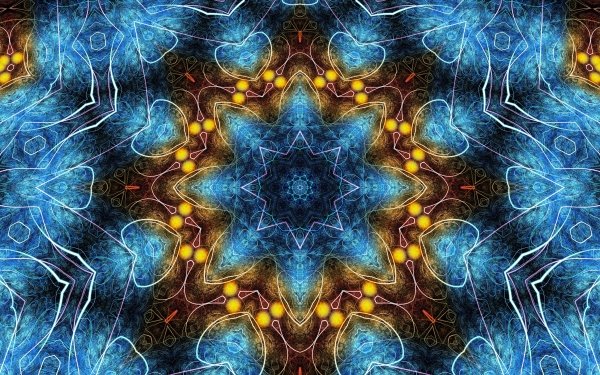 Abstract Kaleidoscope Blue Symmetry HD Wallpaper | Background Image