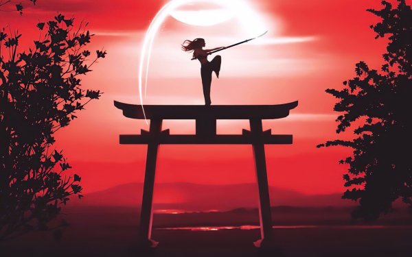 Anime Girl Torii Red Martial Arts HD Wallpaper | Background Image