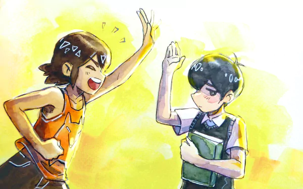 book black hair brown hair OMORI Kel (Omori) Sunny (Omori) video game HD Desktop Wallpaper | Background Image