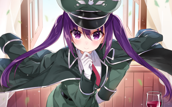Anime Is the Order a Rabbit? Hat Military Purple Eyes Purple Hair Twintails Uniform Rize Tedeza HD Wallpaper | Background Image
