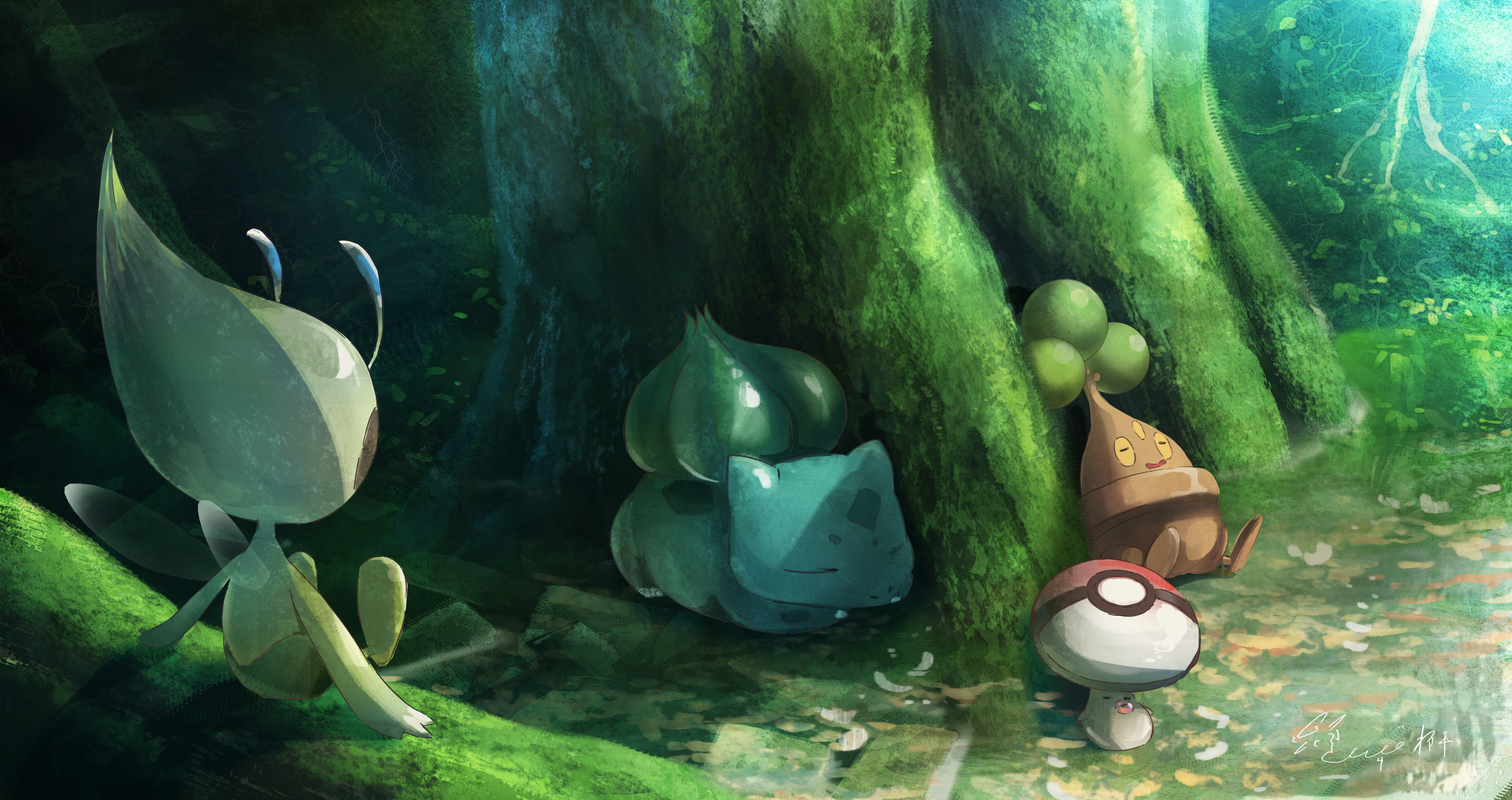 Pokemon Napping in the Forest by まんぷくア